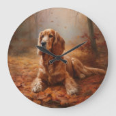 Cocker Spaniel in Herbstleaves Inspiriere Fall Große Wanduhr (Vorderseite)