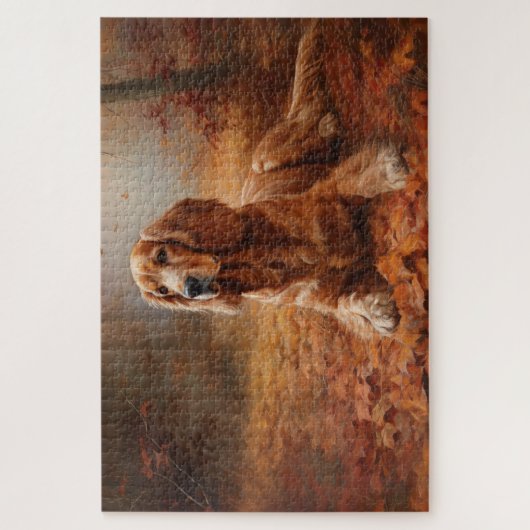 Cocker Spaniel in Herbstleaves Inspiriere Fall Puzzle (Vertikal)
