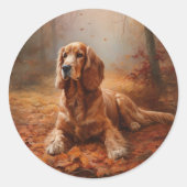 Cocker Spaniel in Herbstleaves Inspiriere Fall Runder Aufkleber (Vorderseite)