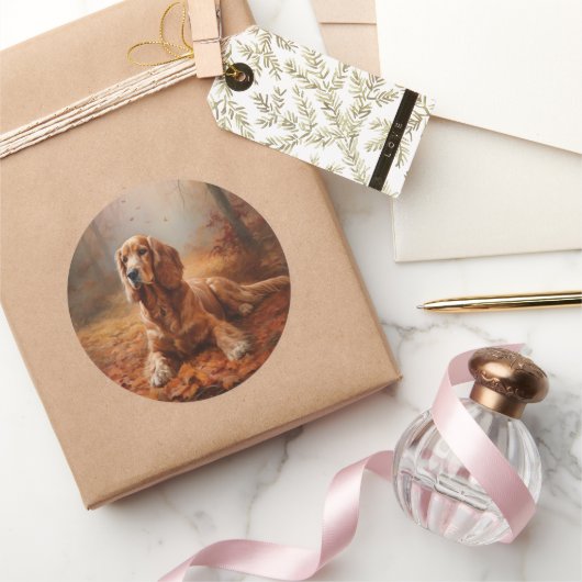 Cocker Spaniel in Herbstleaves Inspiriere Fall Runder Aufkleber (Schenken)