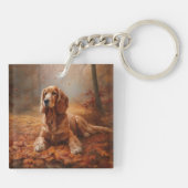 Cocker Spaniel in Herbstleaves Inspiriere Fall Schlüsselanhänger (Rückseite)