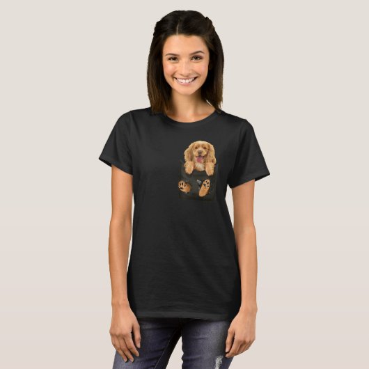 Cocker Spaniel in Pocket Puppy Hund T - Shirt Gesc (Vorne ganz)