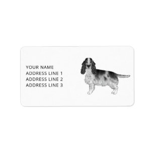 Cocker Spaniel in Schwarz-Weiß & Benutzerdefiniert Adressaufkleber