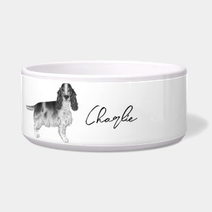 Cocker Spaniel in Schwarz-Weiß & benutzerdefiniert Napf