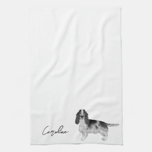 Cocker Spaniel in Schwarzweiß & Benutzerdefinierte Geschirrtuch