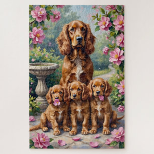 Cocker Spaniel Kamelien-Gartenkunst Puzzle