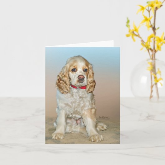 Cocker Spaniel Karte (Gelbe Blume)