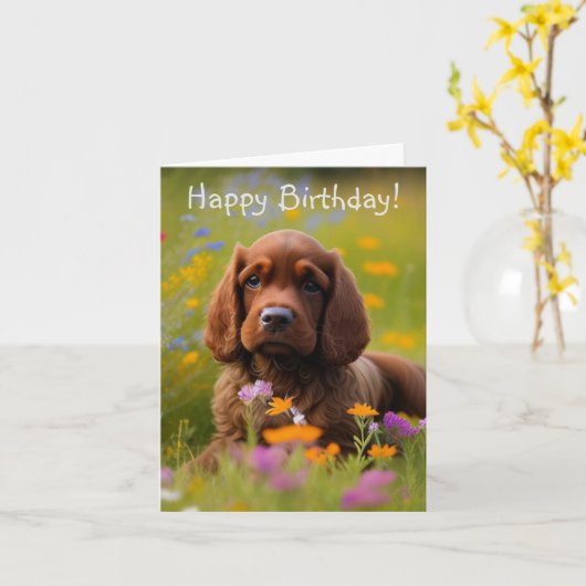 Cocker Spaniel Karte (Gelbe Blume)