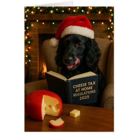 Cocker Spaniel 'Käse-Steuer' Weihnachtskarte (Vorne)