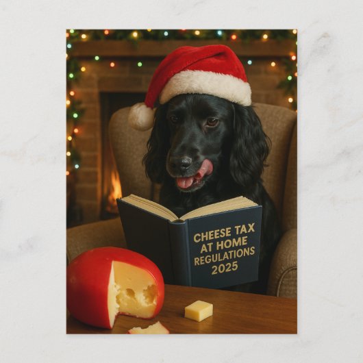 Cocker Spaniel 'Käse-Steuer' Weihnachtskarte Postkarte (Vorderseite)