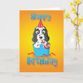 cocker spaniel - Kasten - alles Gute zum Karte (Gelbe Blume)