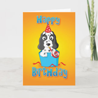 cocker spaniel - Kasten - alles Gute zum Karte