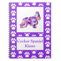 Cocker Spaniel Kisses Dog Silhouette PurplePY&B