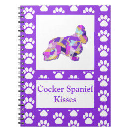 Cocker Spaniel Kisses Dog Silhouette PurplePY&B Notizblock