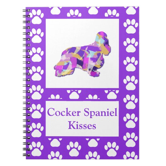 Cocker Spaniel Kisses Dog Silhouette PurplePY&B Notizblock (Vorderseite)