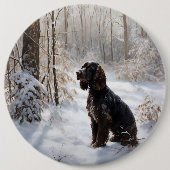 Cocker Spaniel Lass es schneien Weihnachten Button (Vorderseite)