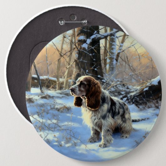 Cocker Spaniel Lass es schneien Weihnachten Button (Vorne & Hinten)