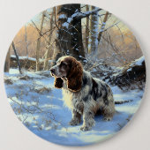Cocker Spaniel Lass es schneien Weihnachten Button (Vorderseite)