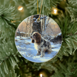 Cocker Spaniel Lass es schneien Weihnachten Keramik Ornament
