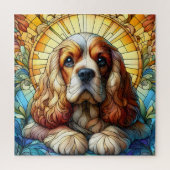 Cocker spaniel lebende Farben Gewebte Glaskunst Puzzle (Vertikal)
