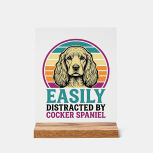 Cocker Spaniel Leicht Ablenkbar Vintage Hundeshirt Acrylschild