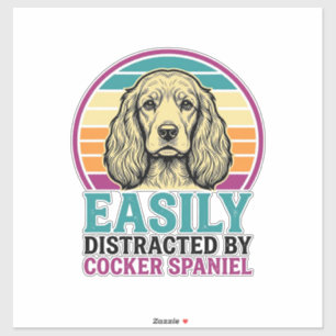 Cocker Spaniel leicht ablenkbar Vintage Hundeshirt Aufkleber
