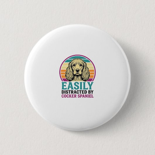 Cocker Spaniel leicht ablenkbar Vintage Hundeshirt Button (Vorderseite)