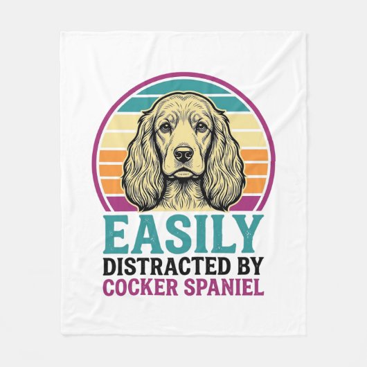Cocker Spaniel leicht ablenkbar Vintage Hundeshirt Fleecedecke (Vorderseite)