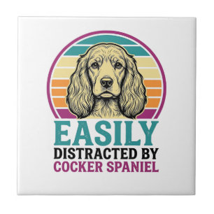 Cocker Spaniel Leicht Ablenkbar Vintage Hundeshirt Fliese
