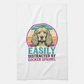 Cocker Spaniel leicht ablenkbar Vintage Hundeshirt Geschirrtuch (Vertikal)