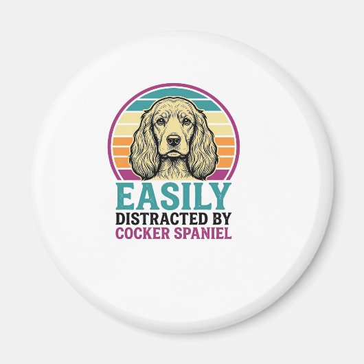 Cocker Spaniel Leicht Ablenkbar Vintage Hundeshirt Magnet (Vorne)