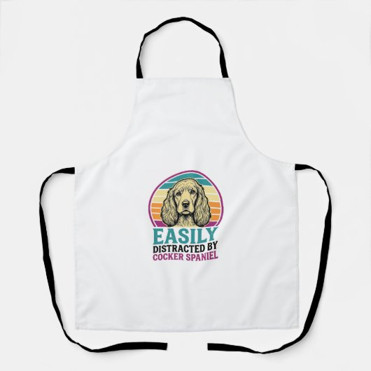 Cocker Spaniel leicht ablenkbar Vintage Hundeshirt Schürze (Vorderseite)
