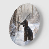 Cocker Spaniel Let It Snow Weihnachten Große Wanduhr (Winkel)