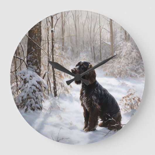 Cocker Spaniel Let It Snow Weihnachten Große Wanduhr (Vorderseite)