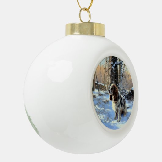 Cocker Spaniel Let It Snow Weihnachten Keramik Kugel-Ornament (Links)
