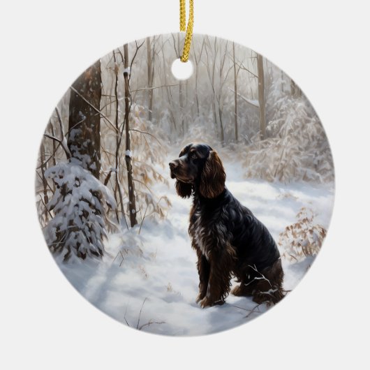 Cocker Spaniel Let It Snow Weihnachten Keramik Ornament (Vorne)