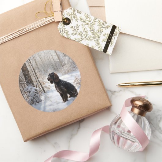 Cocker Spaniel Let It Snow Weihnachten Runder Aufkleber (Schenken)