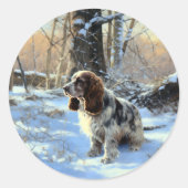 Cocker Spaniel Let It Snow Weihnachten Runder Aufkleber (Vorderseite)