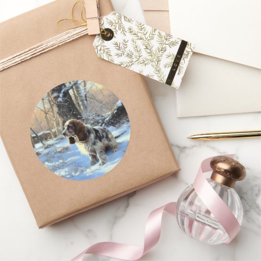 Cocker Spaniel Let It Snow Weihnachten Runder Aufkleber (Schenken)