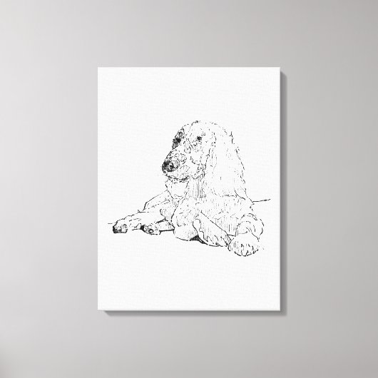 Cocker Spaniel Liniendruck Kunst Hund  Leinwanddruck (Vorderseite)