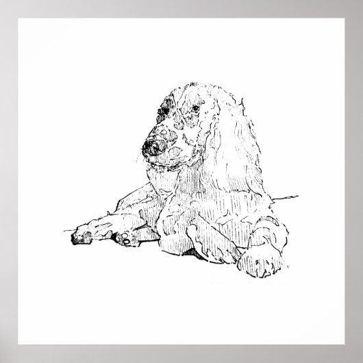 Cocker Spaniel Liniendruck Kunst Hund Poster (Vorne)