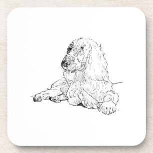 Cocker Spaniel Linienzeichnungs-Kunst Hund Getränkeuntersetzer