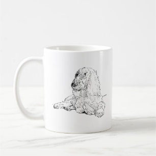 Cocker Spaniel Linienzeichnungs-Kunst Hund Kaffee- Kaffeetasse