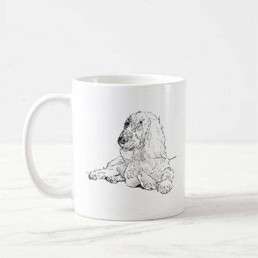 Cocker Spaniel Linienzeichnungs-Kunst Hund Kaffee- Kaffeetasse (Links)