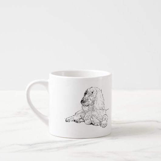 Cocker Spaniel Linienzeichnungs-Kunst Hund Kaffeet Espressotasse (Links)