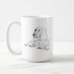 Cocker Spaniel Linienzeichnungs-Kunst Hund Kaffeet Kaffeetasse