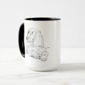 Cocker Spaniel Linienzeichnungs-Kunst Hund Kaffeet Tasse (Vorderseite Links)