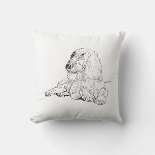Cocker Spaniel Linienzeichnungs-Kunst Hund Kissen
