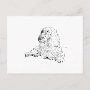 Cocker Spaniel Linienzeichnungs-Kunst Hund  Postkarte