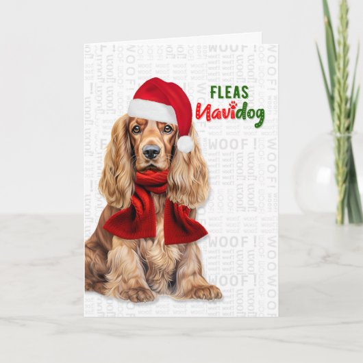 Cocker Spaniel Lustige Flöhe Navidog Feiertagskarte (Vorderseite)